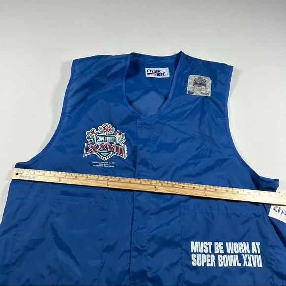 Vtg NFL Super Bowl XXVII 1993 Rose Bowl Field Access Vest Chalk Line Cowboys NWT - Picture 6 of 7